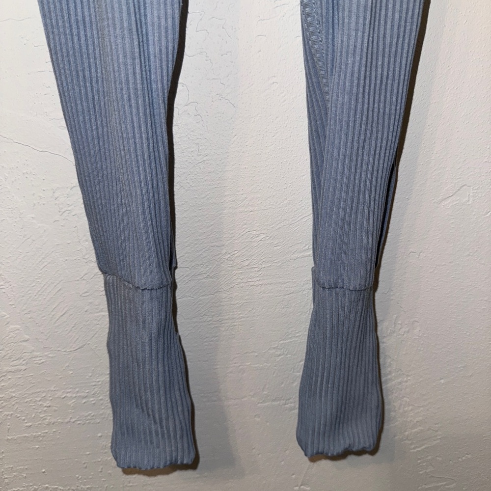 Blue Ribbed Crescent Zippy Bamboo Little Sleepies Pajama One Piece 18-24 - Picture 5 of 8